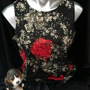 Ninety Black & Red Sleeveless blouse size large